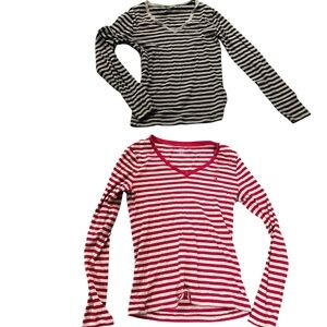 Tommy Hilfiger Red and Gray Striped Top